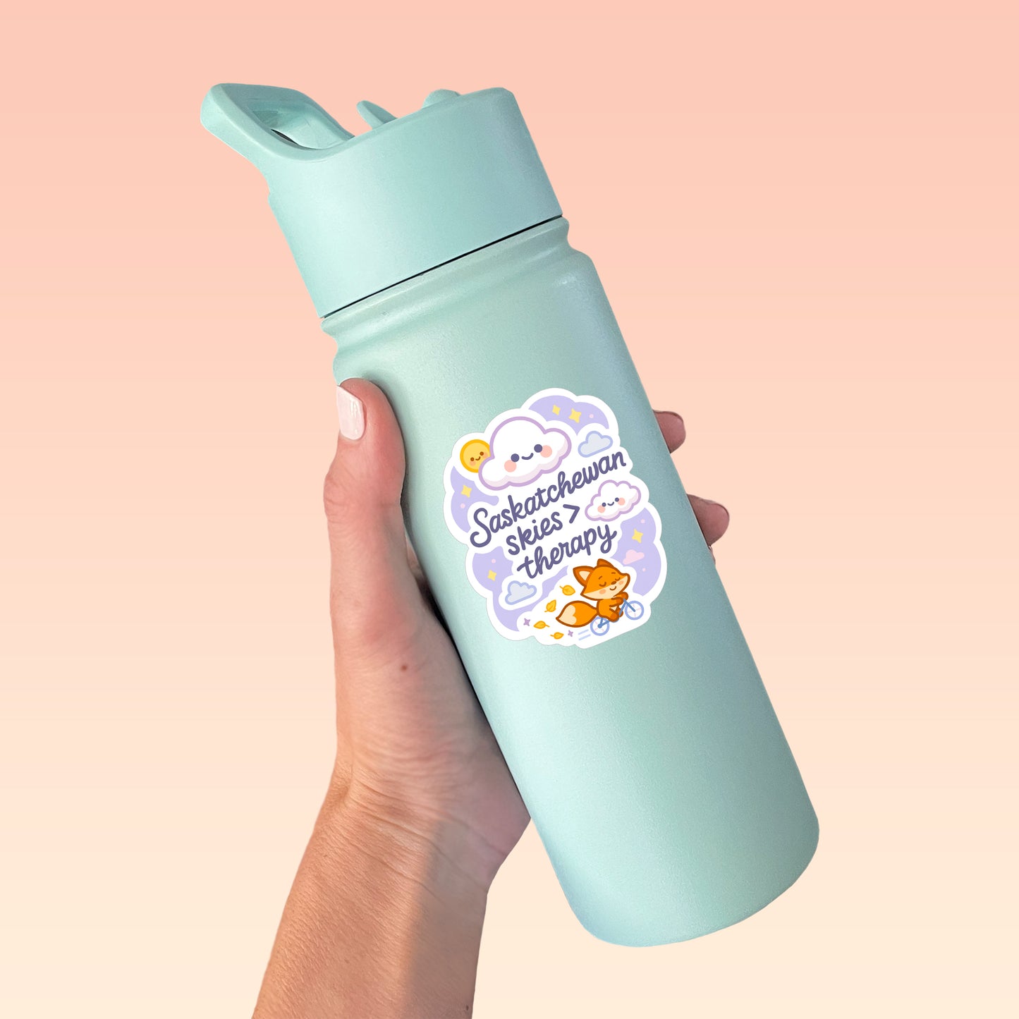 Saskatchewan Skies Greater Than Therapy Fox Sticker - Paige Poutine