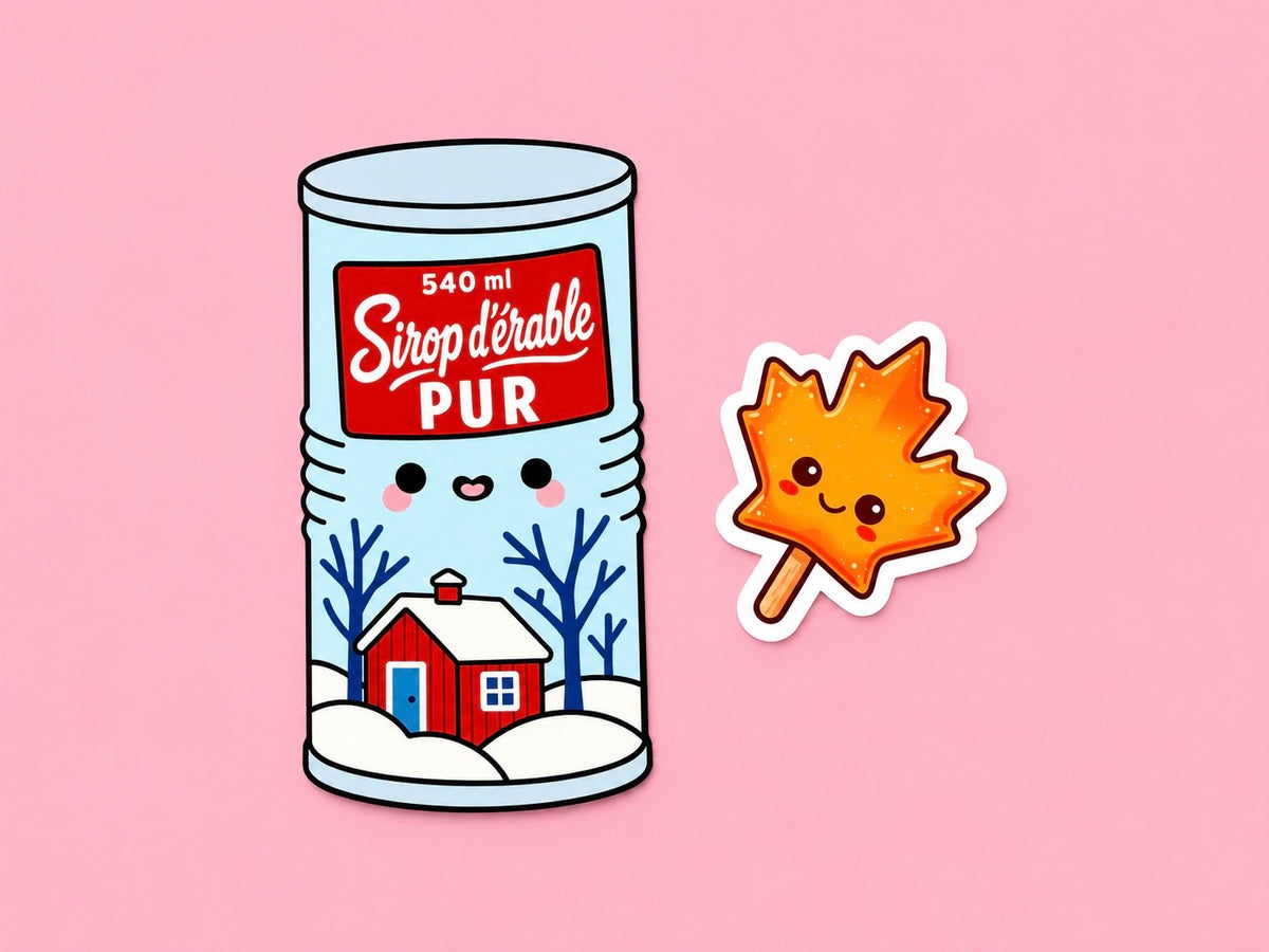 Maple Syrup Can Bookmark & Leaf Candy Sticker Buddy Set