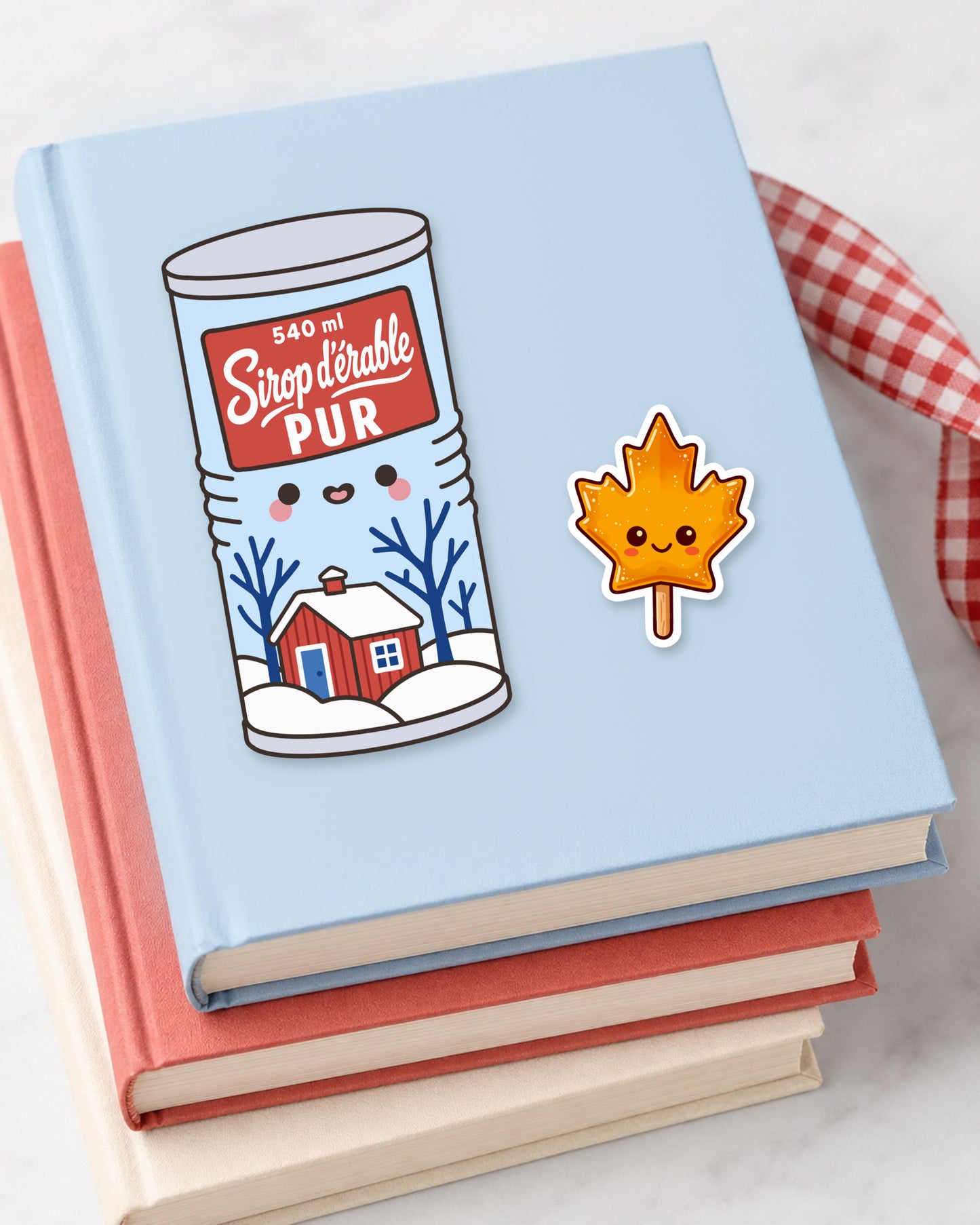 Maple Syrup Can Bookmark & Leaf Candy Sticker Buddy Set