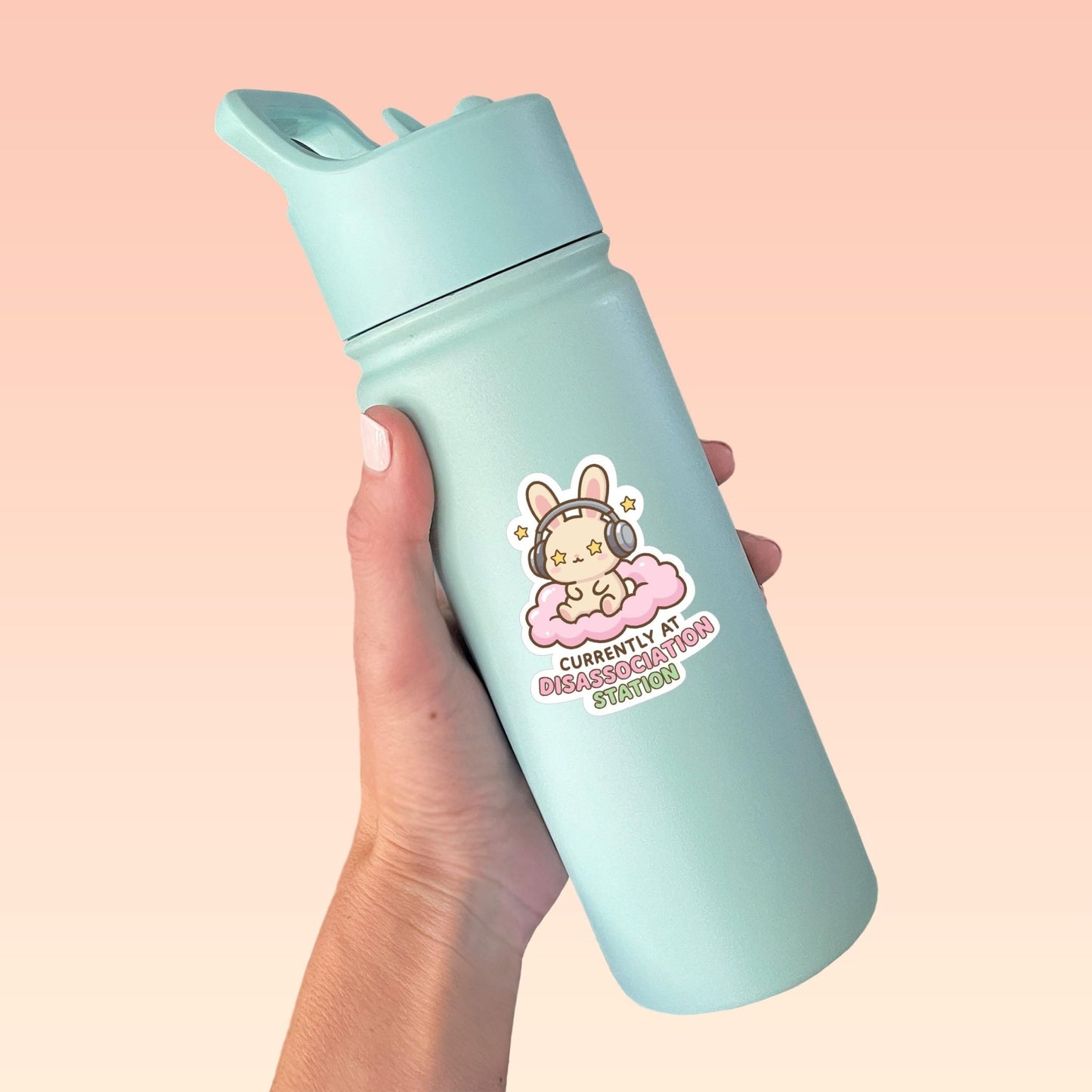 Currently at Disassociation Station Sticker, Cute Kawaii Bunny Vinyl Decal, Neurodivergent ADHD Anxiety Humour, Mental Health Gift - Paige Poutine