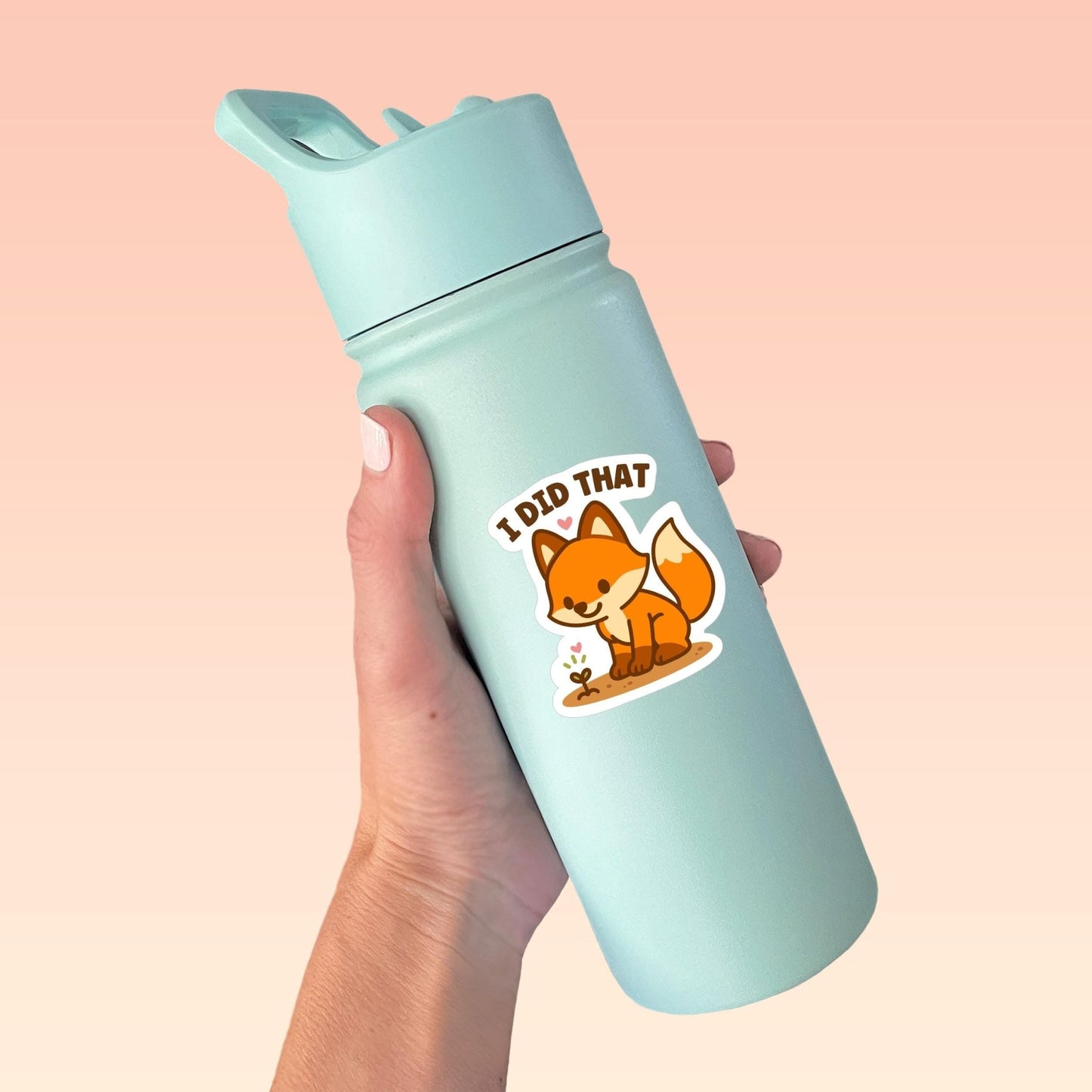 I Did That Fox Sticker, Cute Kawaii Garden Vinyl Decal, Tiny Sprout Self Care Gift, Positive Encouragement Laptop Planner Art - Paige Poutine