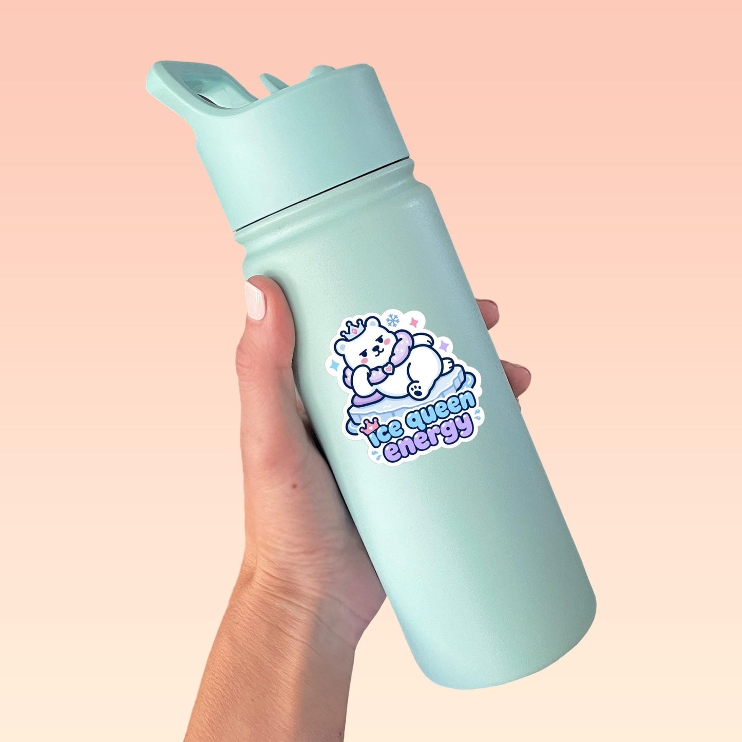 Ice Queen Energy Sticker, Kawaii Polar Bear Vinyl Decal, Funny Winter Princess Gift, Self Confidence Laptop Water Bottle Decor - Paige Poutine