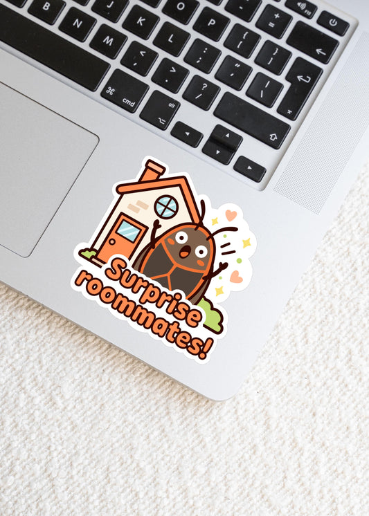 Surprise Roommates Sticker, Cute Kawaii Box Elder Bug Vinyl Decal, Funny House Pest Gift, Insect Lover Laptop Sticker