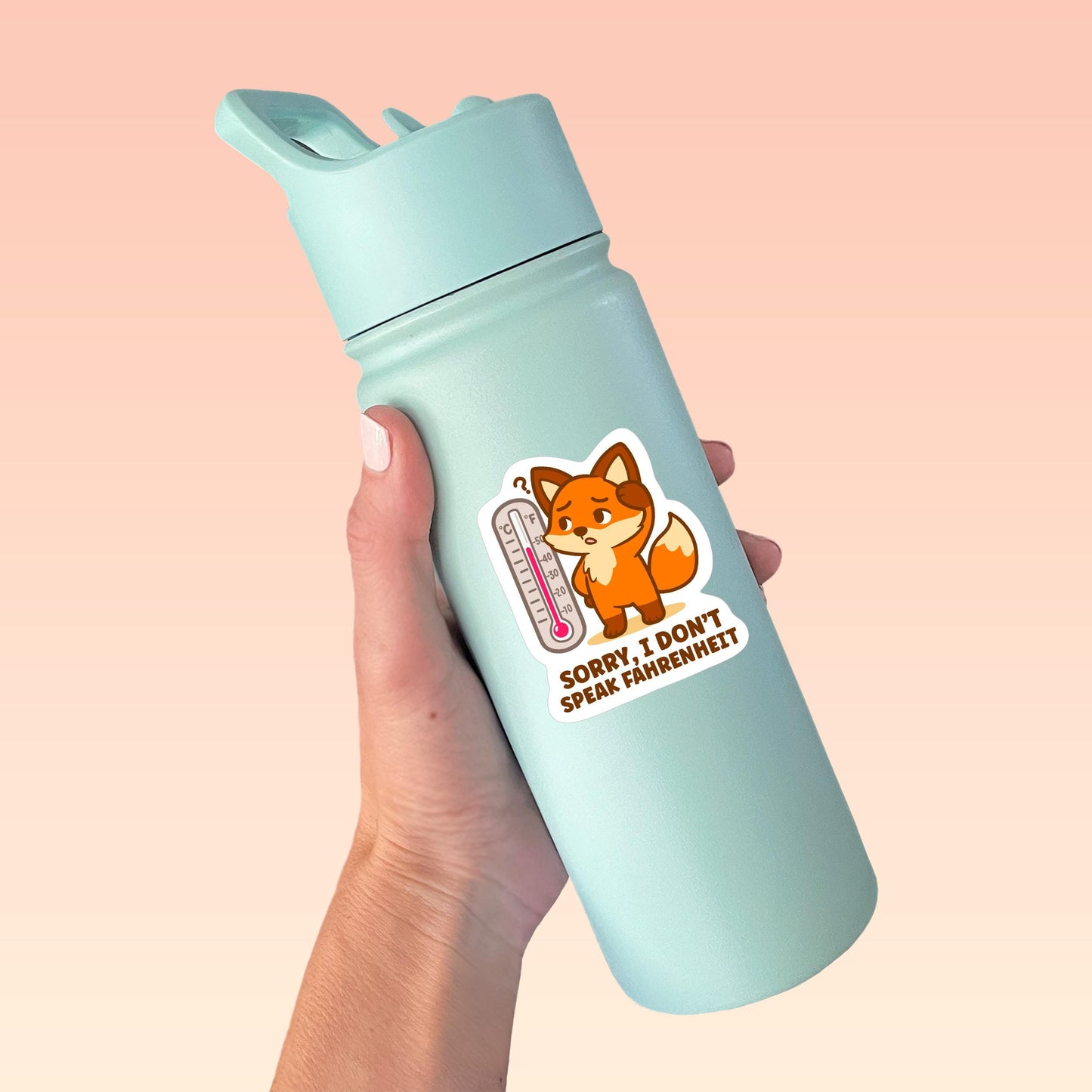 I Don’t Speak Fahrenheit Fox Sticker, Cute Kawaii Canadian Celsius Vinyl Decal, Funny Weather Gift for Laptop Water Bottle Planner
