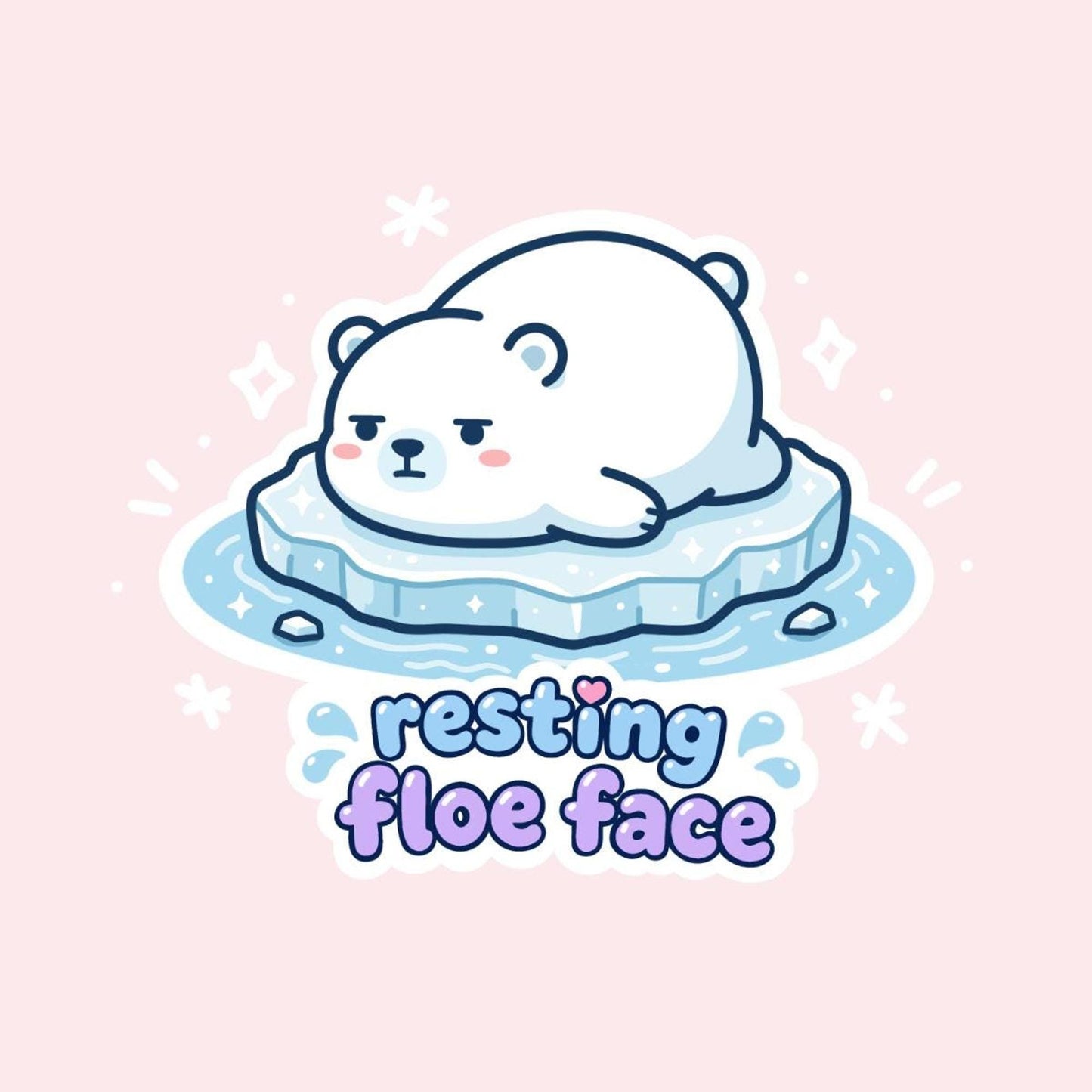 Resting Floe Face Sticker, Kawaii Canadian Polar Bear Vinyl Decal, Funny Winter Animal Meme, Grumpy Arctic Gift, Laptop Water Bottle Decor