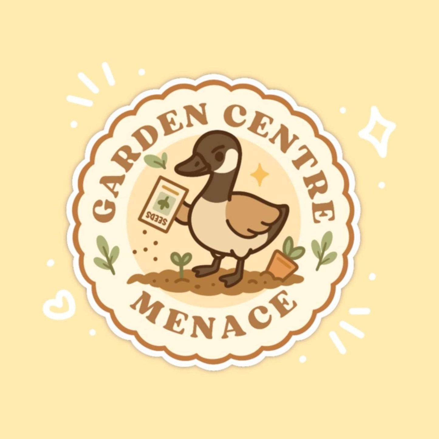 Garden Centre Menace Sticker, 2 Inch Cute Kawaii Canada Goose Vinyl Decal, Funny Gardening Badge, Plant Lover Gift