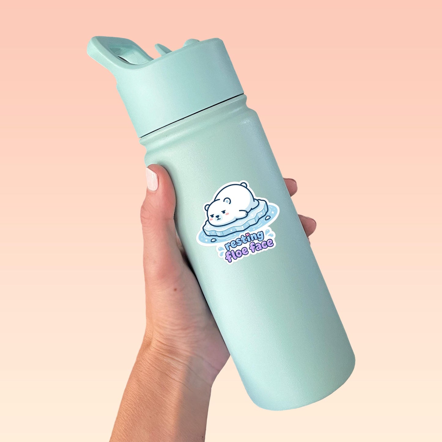 Resting Floe Face Sticker, Kawaii Canadian Polar Bear Vinyl Decal, Funny Winter Animal Meme, Grumpy Arctic Gift, Laptop Water Bottle Decor