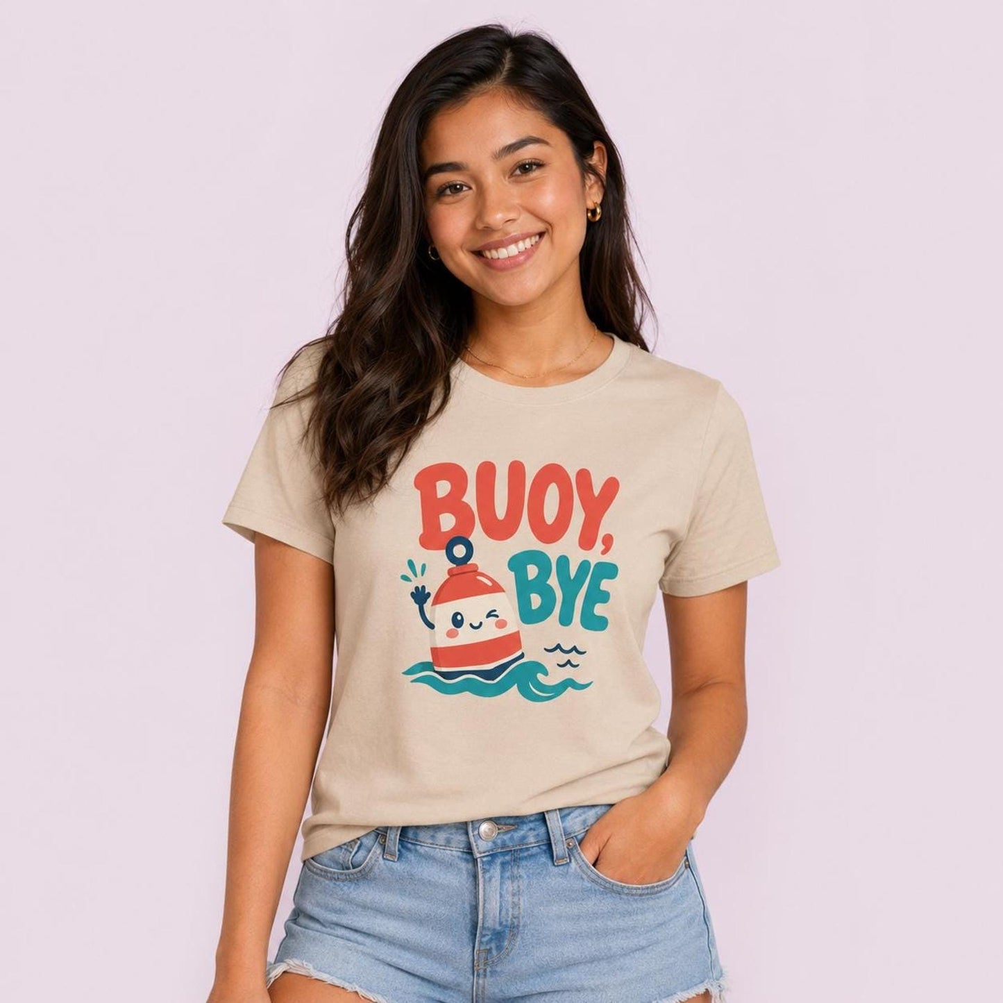 Buoy Bye T-Shirt, Kawaii Nautical Unisex Tee, Funny Boy Bye Ocean Pun, Coastal Attitude Beach Vacation Gift, Boat Life Top