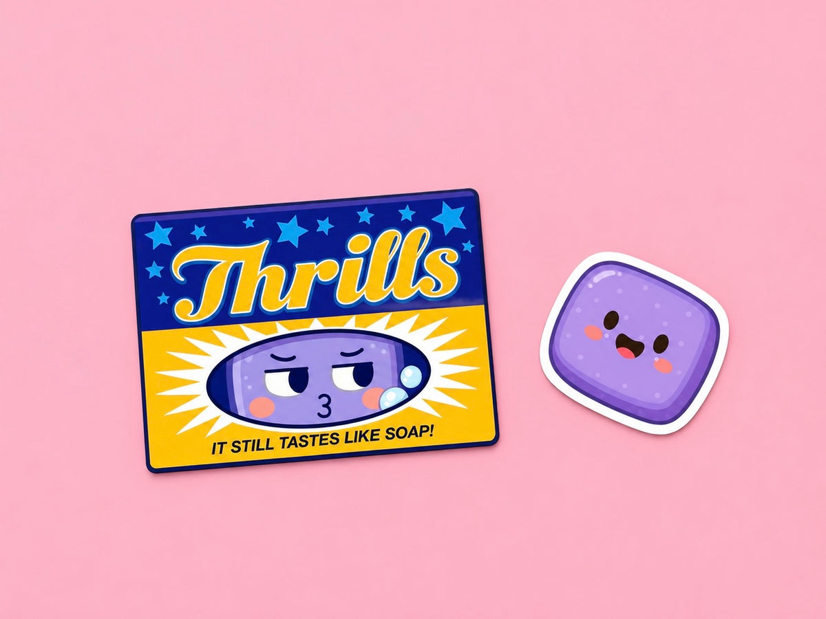 Thrills Gum Bookmark & Purple Gum Sticker Buddy Set