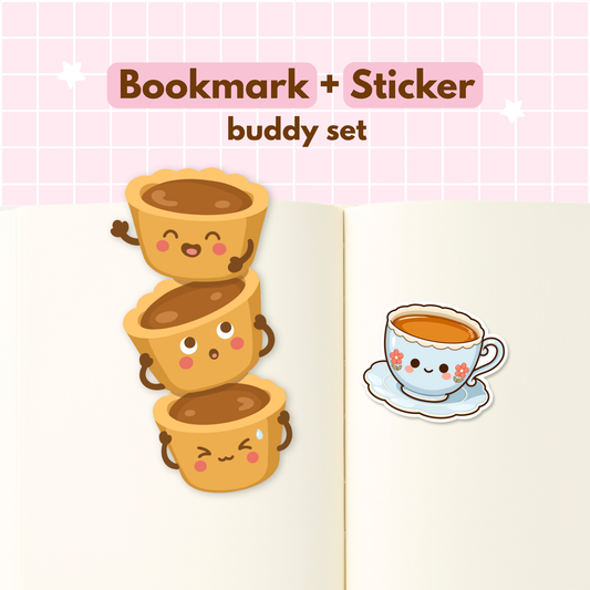 Butter Tarts Bookmark & Teacup Sticker Buddy Set
