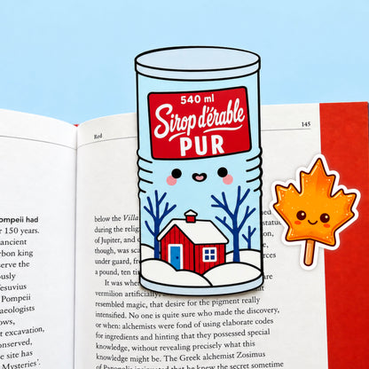Maple Syrup Can Bookmark & Leaf Candy Sticker Buddy Set