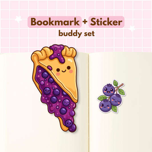 Saskatoon Berry Pie Bookmark & Saskatoon Berry Sticker Buddy Set