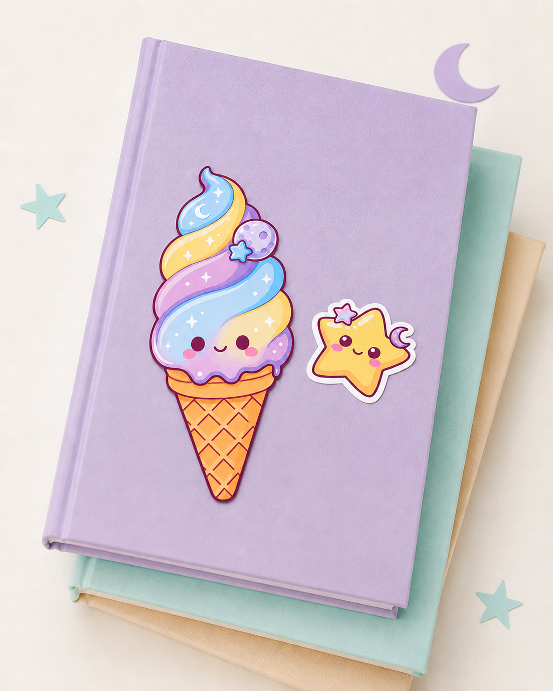Moon Mist Ice Cream Bookmark & Star Sticker Buddy Set
