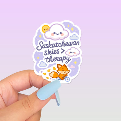 Saskatchewan Skies Greater Than Therapy Fox Sticker