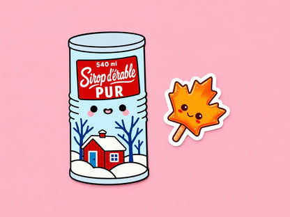 Maple Syrup Can Bookmark & Leaf Candy Sticker Buddy Set