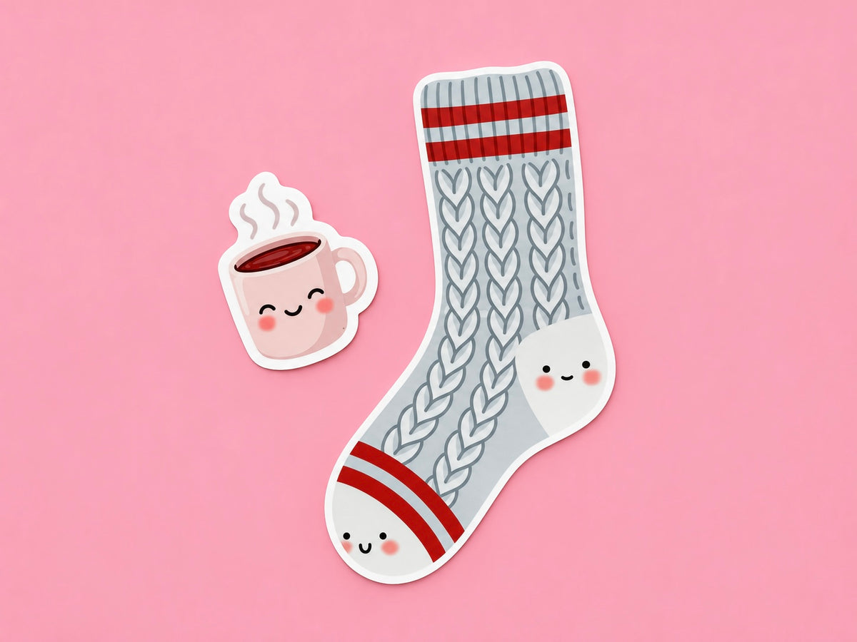 Cozy Cabin Sock Bookmark & Hot Cocoa Sticker Buddy Set