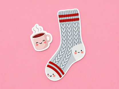 Cozy Cabin Sock Bookmark & Hot Cocoa Sticker Buddy Set