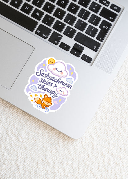 Saskatchewan Skies Greater Than Therapy Fox Sticker