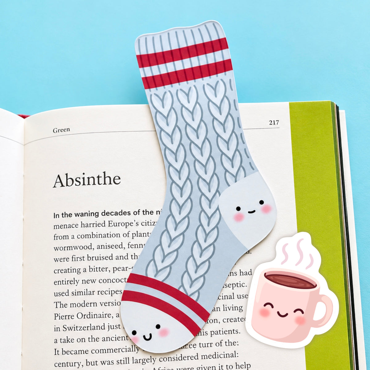 Cozy Cabin Sock Bookmark & Hot Cocoa Sticker Buddy Set