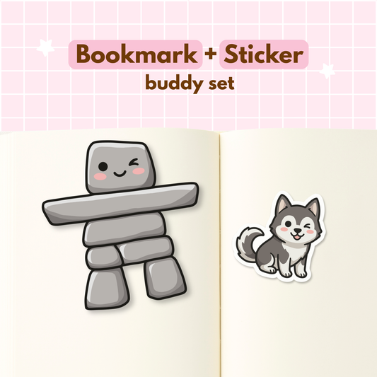 Inukshuk Bookmark & Husky Sticker Buddy Set