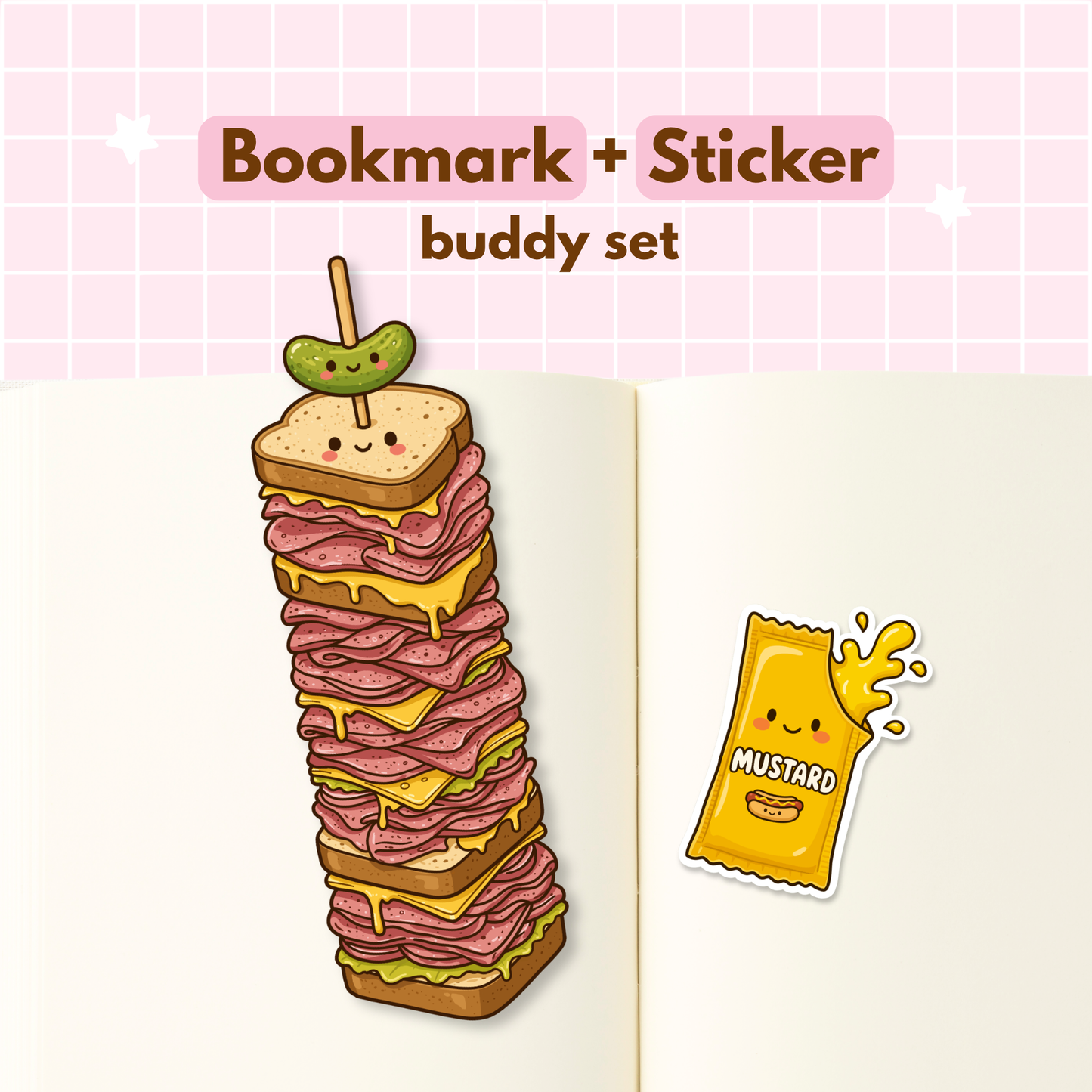 Montreal Smoked Meat Bookmark & Mustard Sticker Buddy Set
