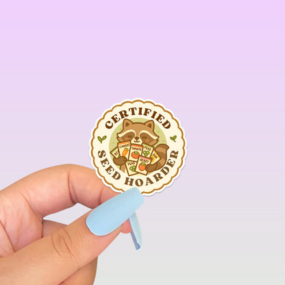 Certified Seed Hoarder Raccoon Sticker