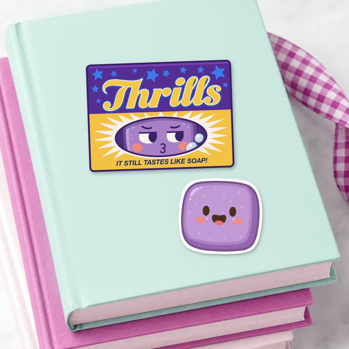 Thrills Gum Bookmark & Purple Gum Sticker Buddy Set