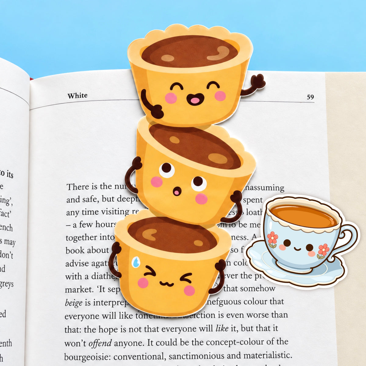 Butter Tarts Bookmark & Teacup Sticker Buddy Set