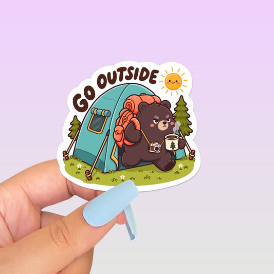 Go Outside Bear Sticker