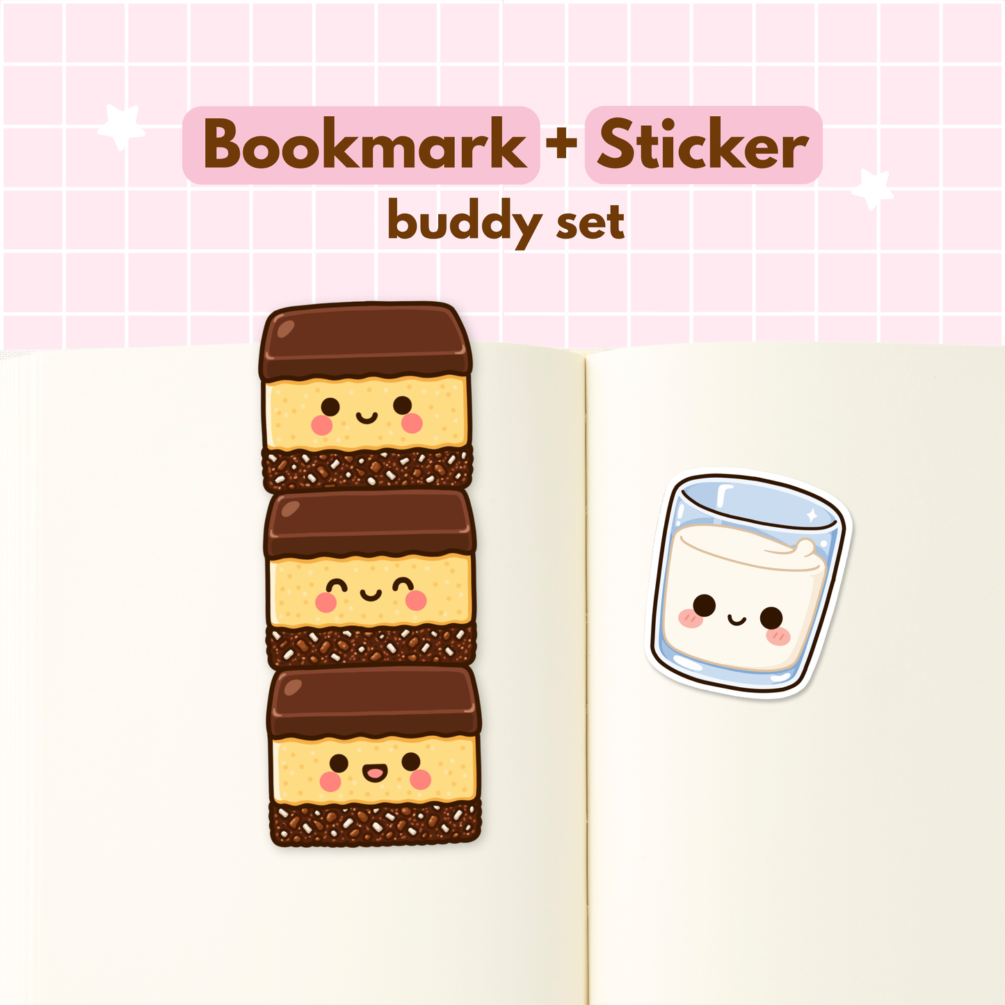 Nanaimo Bar Bookmark & Milk Sticker Buddy Set