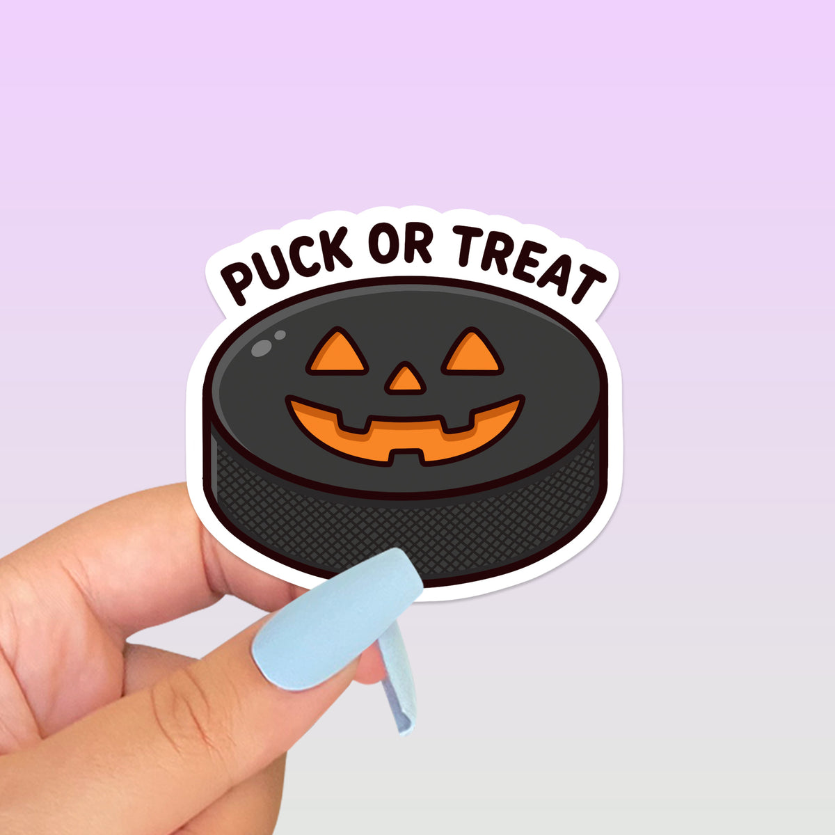 Puck Or Treat Halloween Hockey Sticker