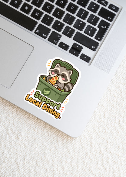 Support Local Dining Raccoon Sticker