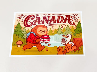 Canadian Sasquatch Art Print | Kawaii Bigfoot Whimsical Woodland - Paige Poutine