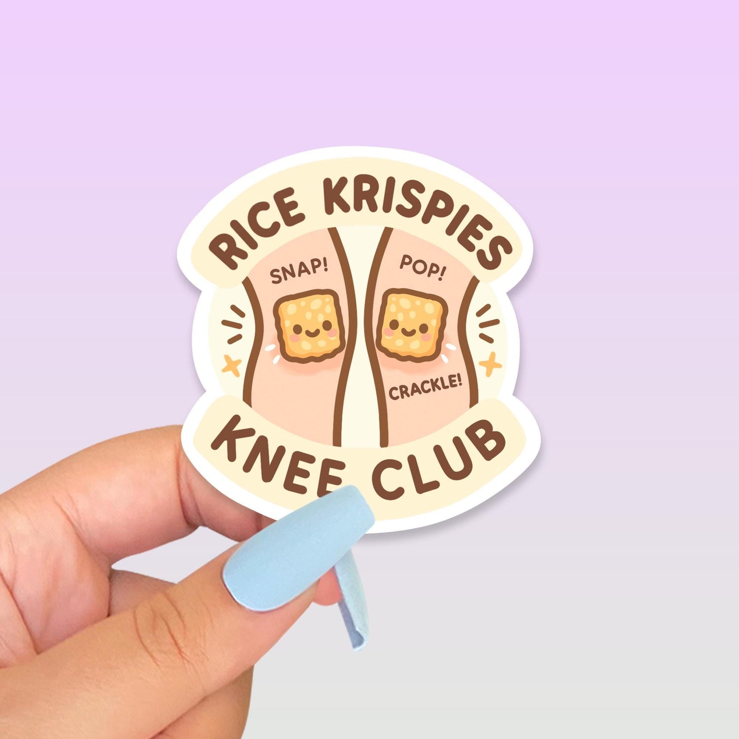 Funny Crunchy Knee Club Sticker, Cute Kawaii Joint Pain Decal, Arthritis Humour, Creaky Knees Vinyl Sticker, Body Betrayal Gift - Paige Poutine
