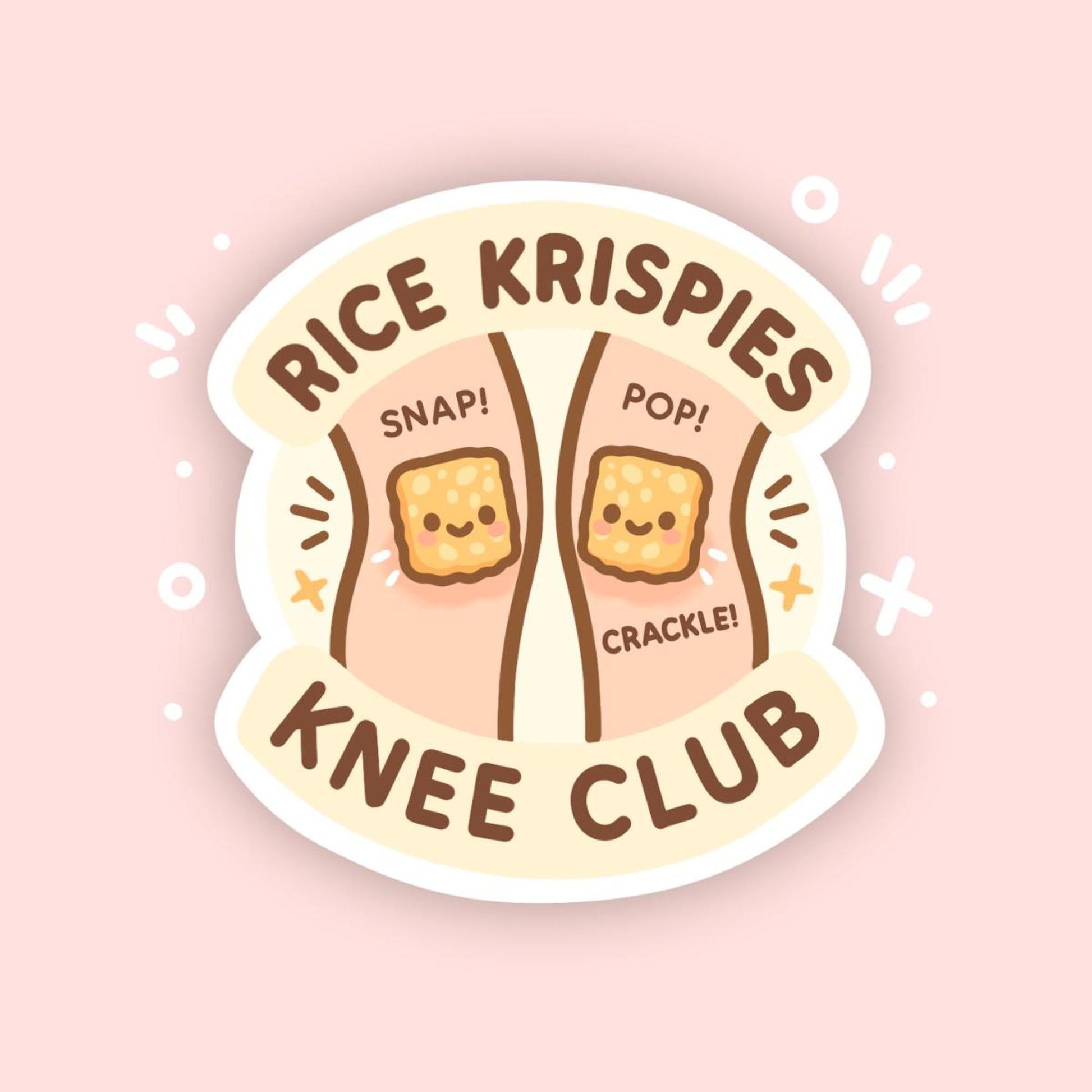 Funny Crunchy Knee Club Sticker, Cute Kawaii Joint Pain Decal, Arthritis Humour, Creaky Knees Vinyl Sticker, Body Betrayal Gift - Paige Poutine