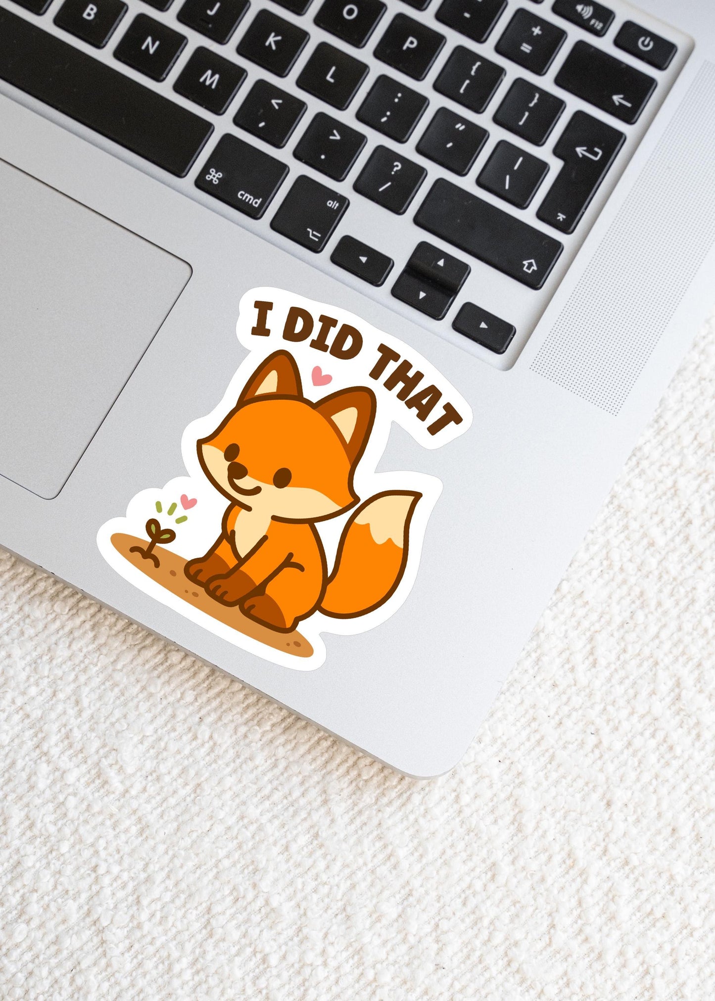 I Did That Fox Sticker, Cute Kawaii Garden Vinyl Decal, Tiny Sprout Self Care Gift, Positive Encouragement Laptop Planner Art