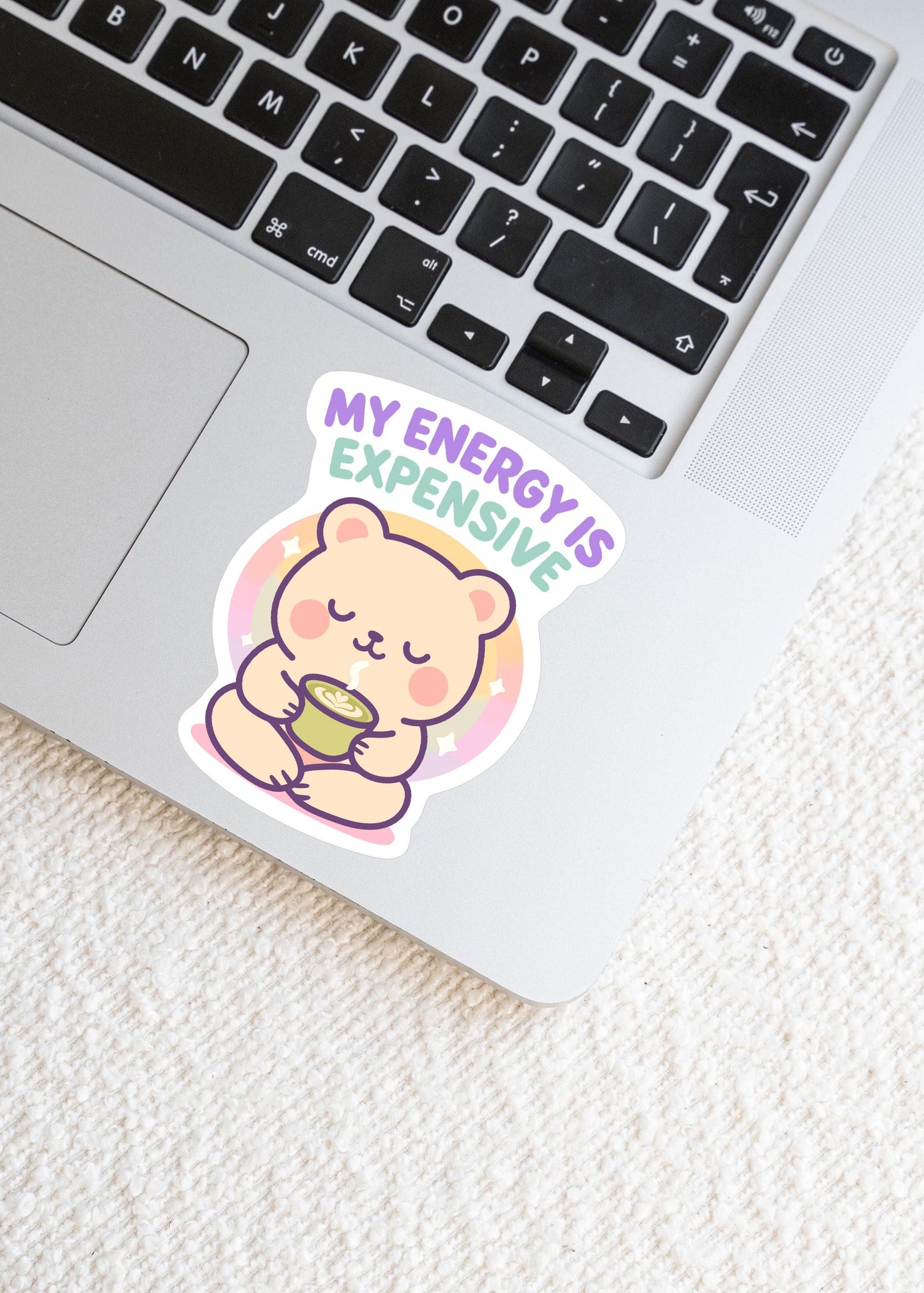 Cute Kawaii Bear Vinyl Sticker, My Energy Is Expensive Decal, Self Care Mental Health, Introvert Boundaries, Planner Journal Gift