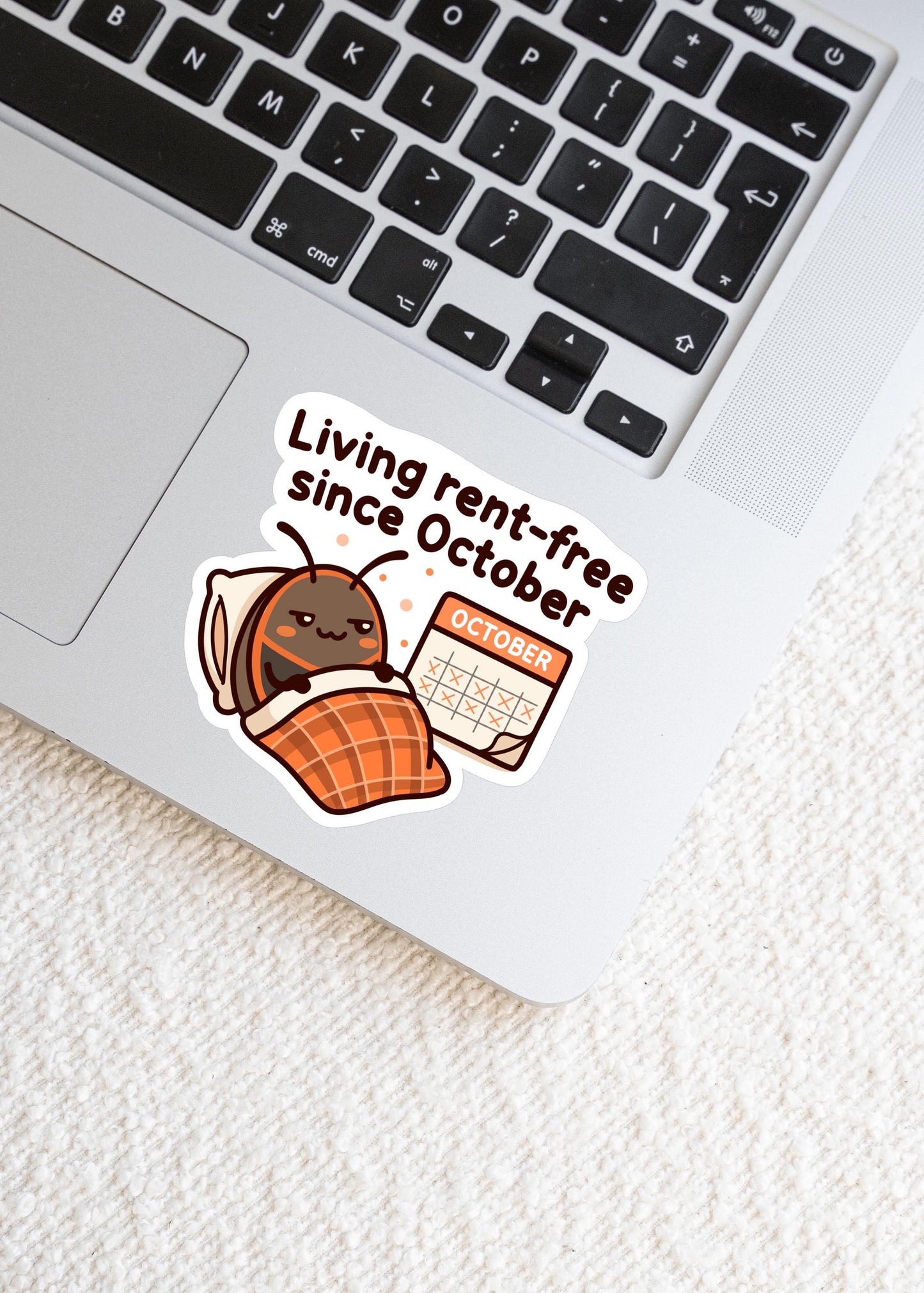 Living Rent Free Since October Sticker, Cute Kawaii Box Elder Bug Vinyl Decal, Funny Fall Pest Humour, Autumn House Guest Gift