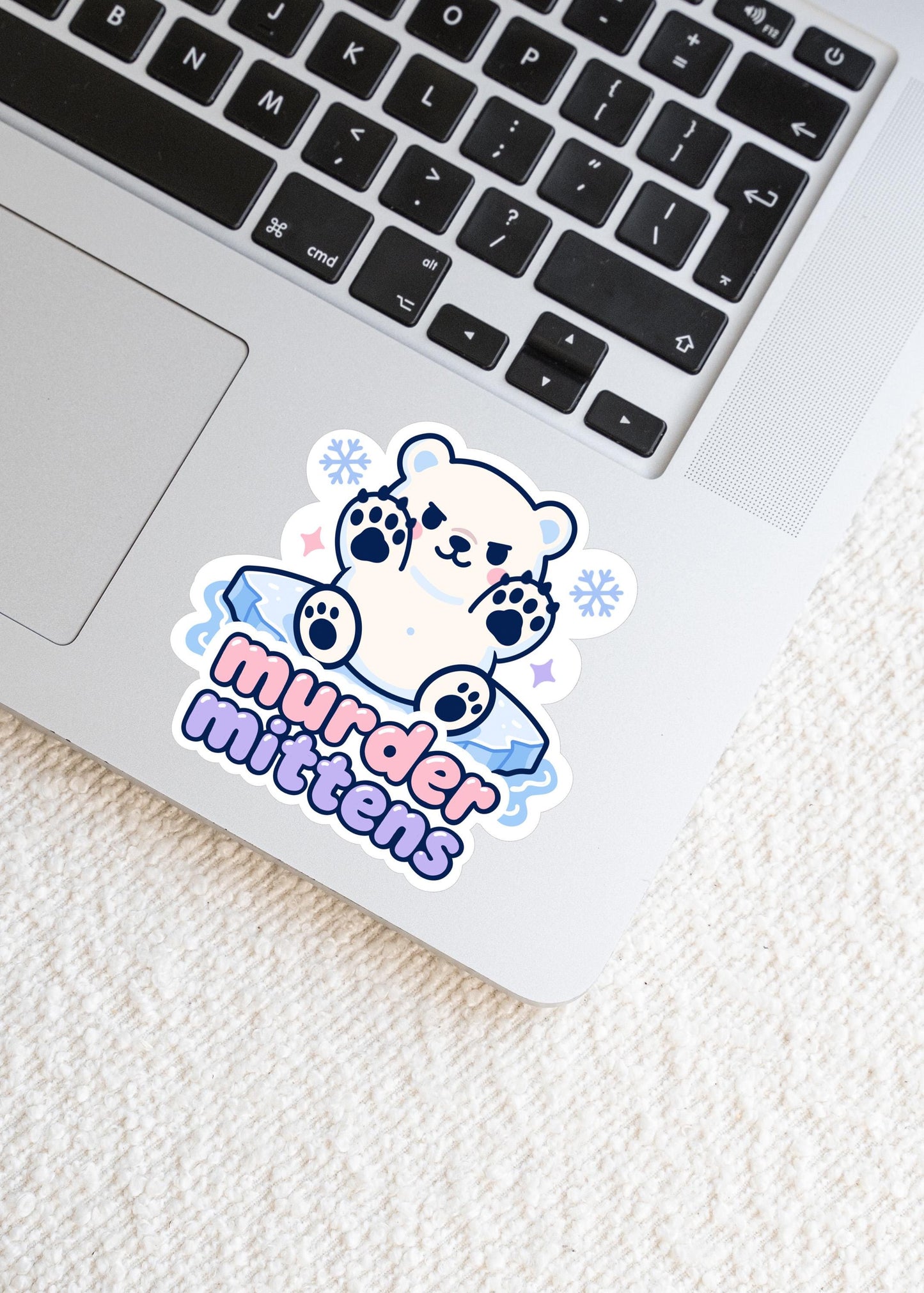 Murder Mittens Sticker, Kawaii Canadian Polar Bear Vinyl Decal, Funny Animal Claws Meme, Winter Attitude Gift, Laptop Water Bottle Decor