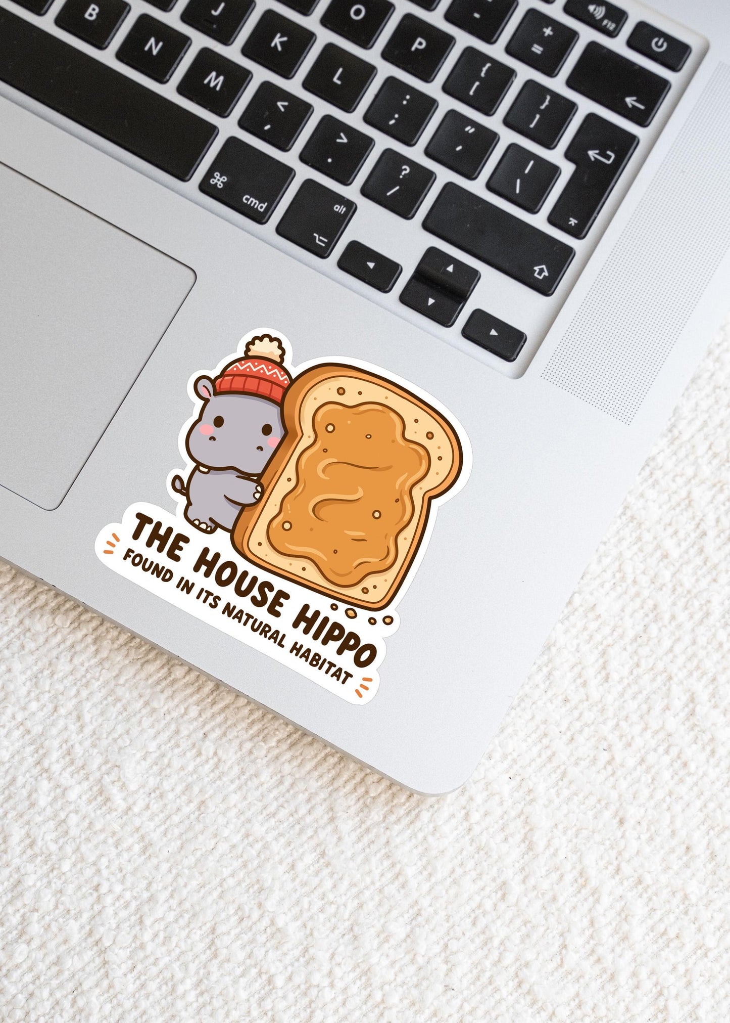 House Hippo Sticker, Funny Kawaii Canadian Nostalgia Vinyl Decal, 90s Retro TV Snack Gift for Laptop Water Bottle Planner Journal