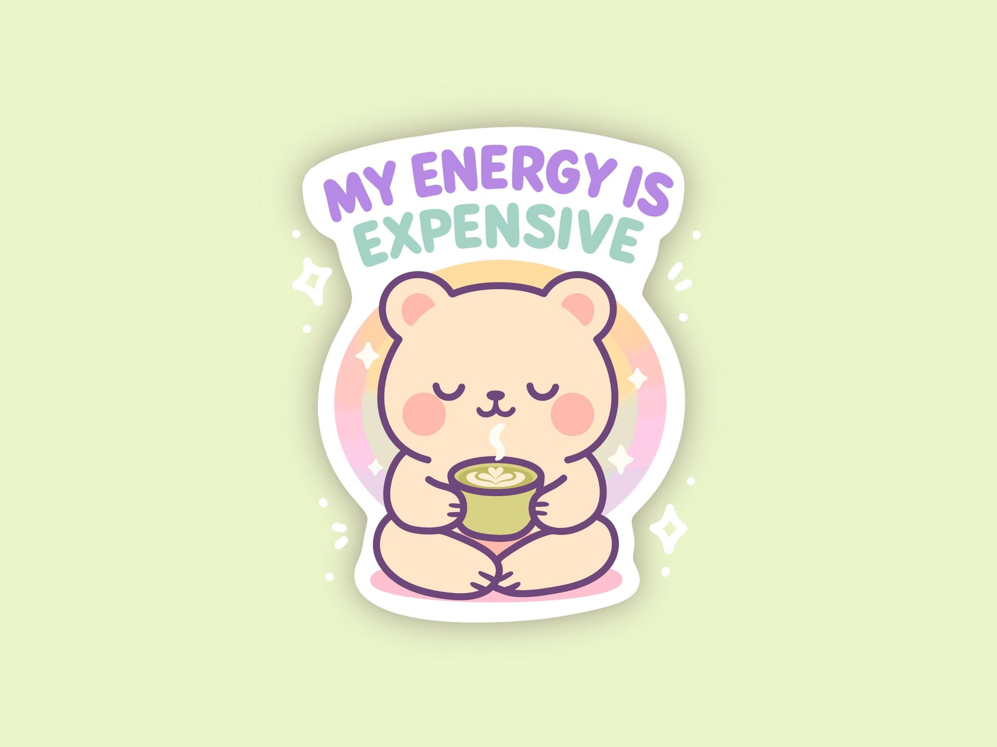 Cute Kawaii Bear Vinyl Sticker, My Energy Is Expensive Decal, Self Care Mental Health, Introvert Boundaries, Planner Journal Gift