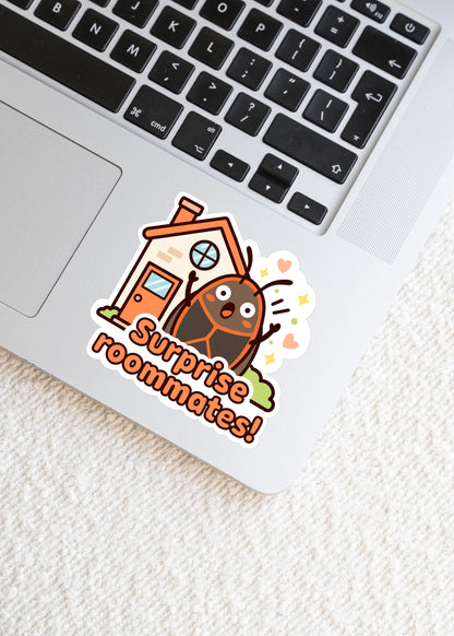 Surprise Roommates Sticker, Cute Kawaii Box Elder Bug Vinyl Decal, Funny House Pest Gift, Insect Lover Laptop Sticker