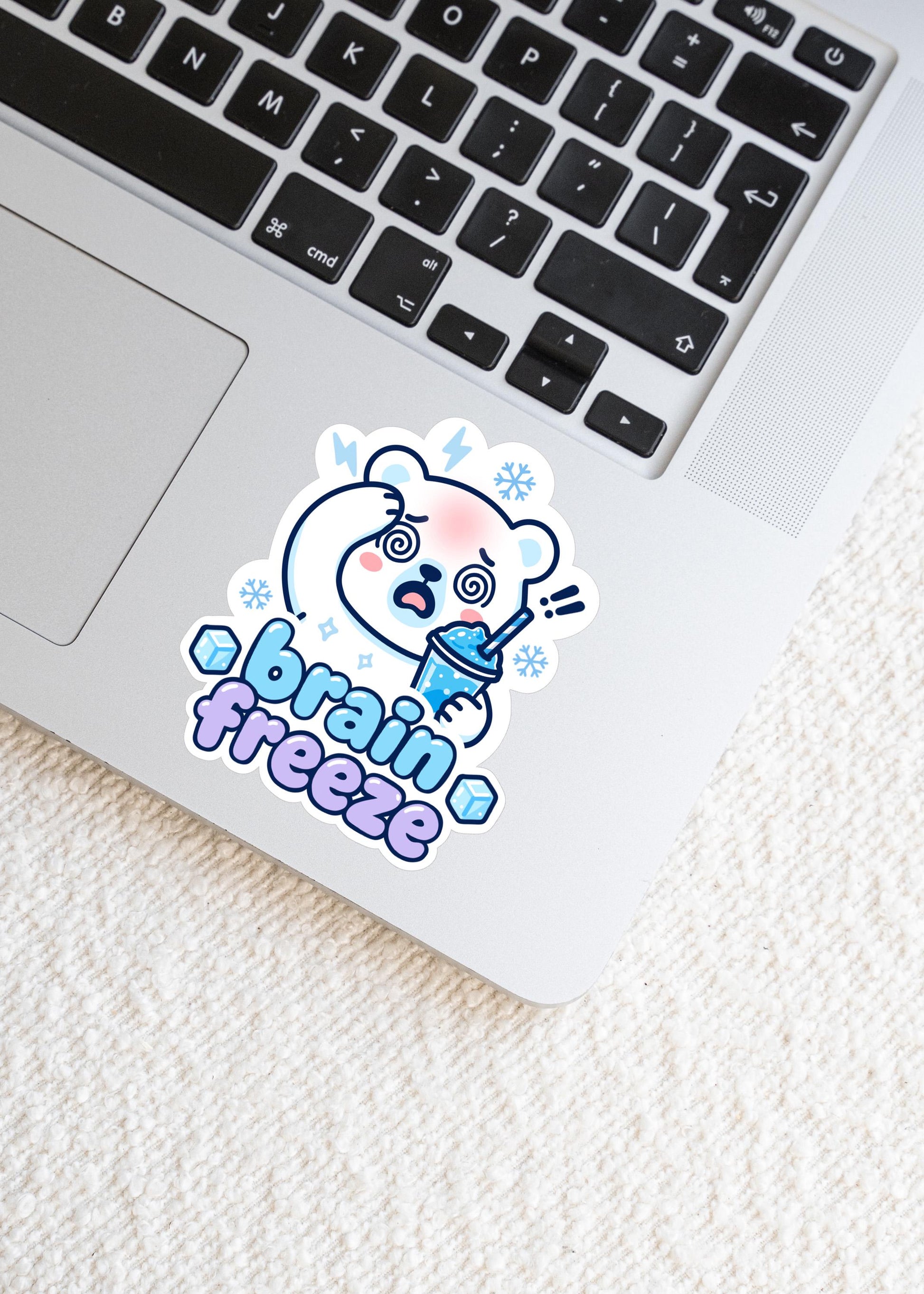 Brain Freeze Sticker, Cute Kawaii Polar Bear Vinyl Decal, Funny Frozen Drink Meme, Slushie Headache Gift, Summer Winter Humour