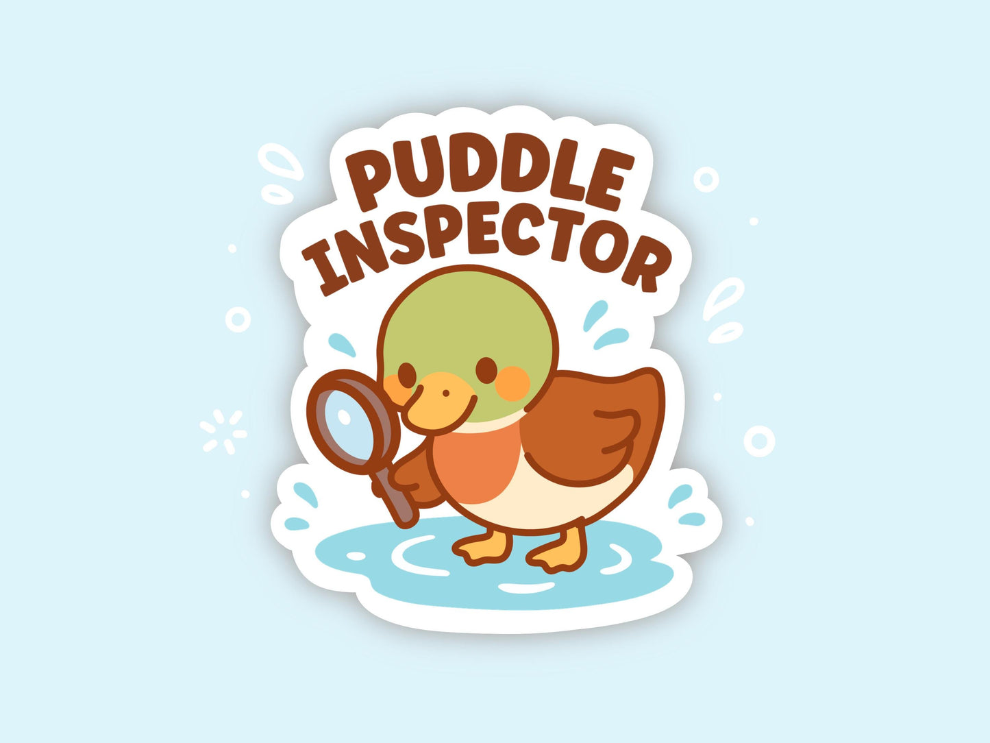 Puddle Inspector Duck Sticker, Cute Kawaii Rainy Day Vinyl Decal, Funny Bird Lover Gift, Cozy Weather Laptop Planner Sticker