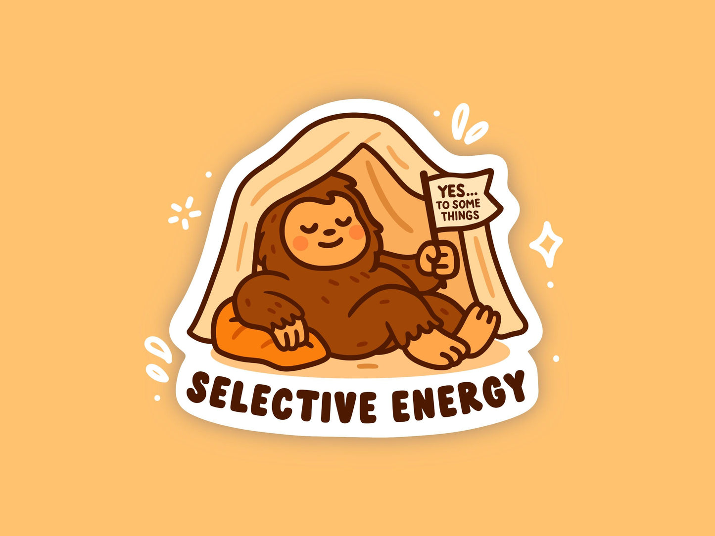 Selective Energy Sasquatch Sticker, Cute Kawaii Bigfoot Vinyl Decal, Funny Introvert Humour, Cozy Self Care Gift, Camping Sticker