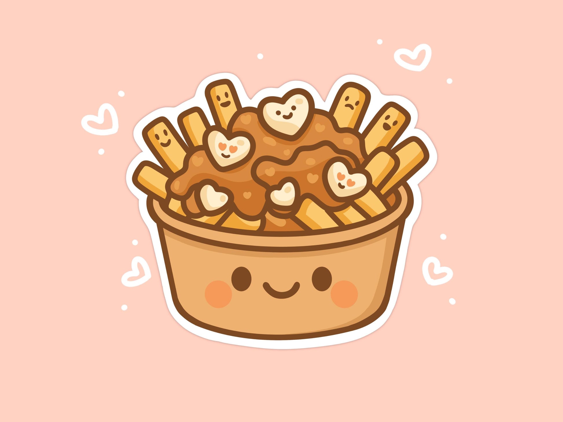Poutine Sticker, Cute Kawaii Canadian Food Vinyl Decal, Fries Gravy Cheese Curd Gift, Snack Lover Laptop Sticker