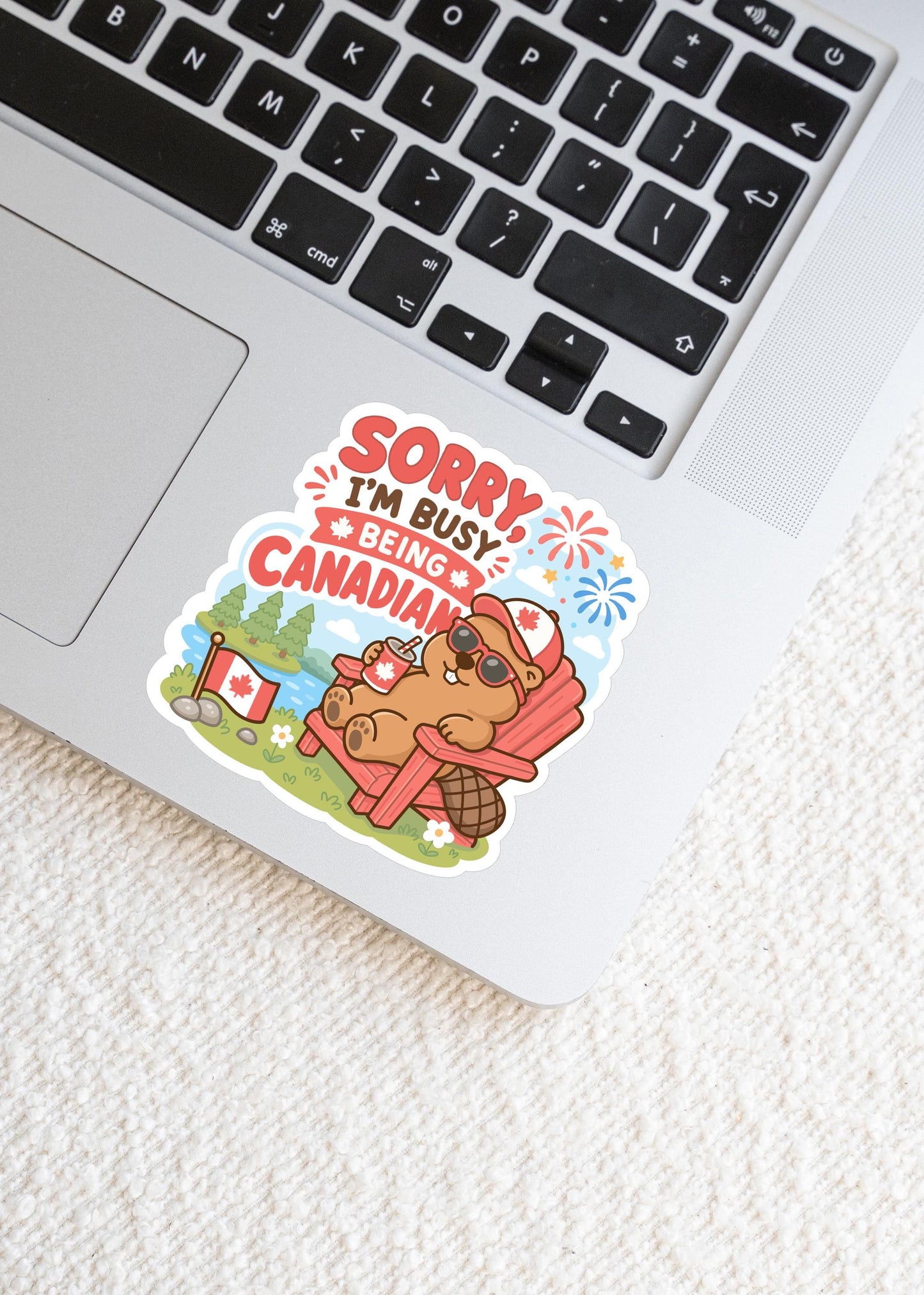 Sorry I'm Busy Being Canadian Sticker, Cute Kawaii Beaver Vinyl Decal, Funny Canada Day Gift, Patriotic Cottage Humour