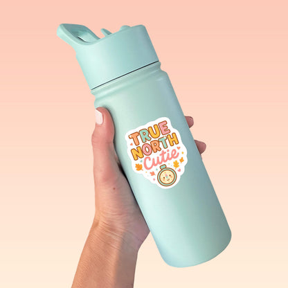 True North Cutie Sticker, Cute Canadian Vinyl Sticker, Kawaii Compass Decal, Pastel Canada Gift, Laptop Water Bottle Planner Journal Sticker