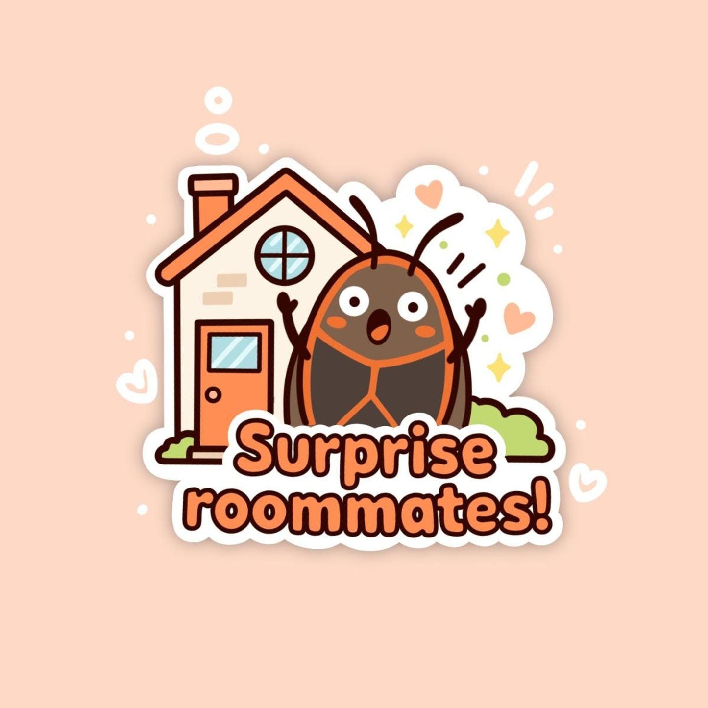 Surprise Roommates Sticker, Cute Kawaii Box Elder Bug Vinyl Decal, Funny House Pest Gift, Insect Lover Laptop Sticker