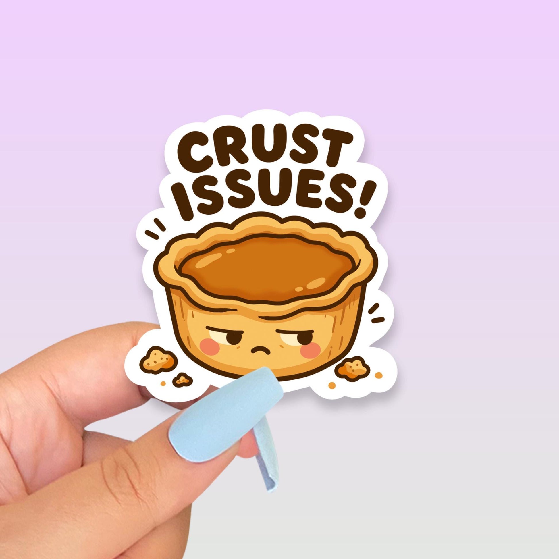 Crust Issues Butter Tart Sticker, Cute Kawaii Canadian Dessert Vinyl Decal, Funny Food Pun Sticker, Snack Lover Gift, Canada Bakery Humour